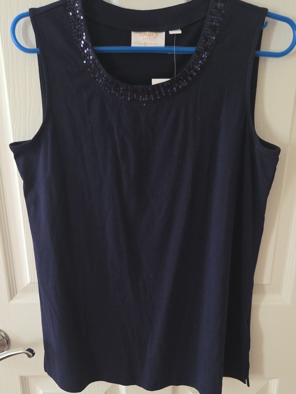 Belle by Kim Gravel Navy Sequin-Trim Tank